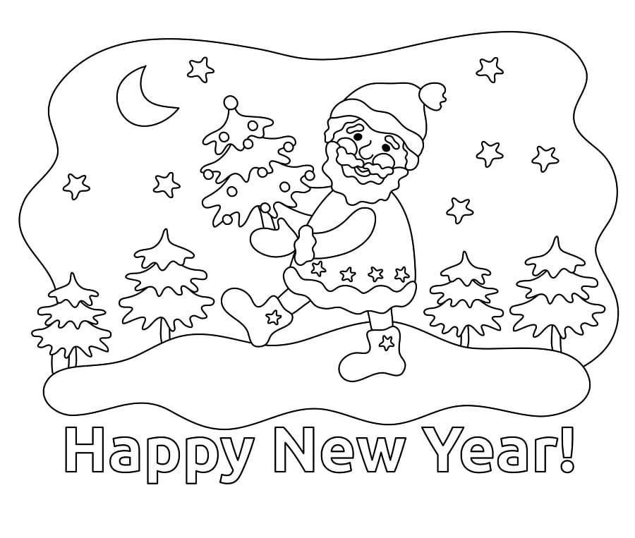 Fise de colorat cu Anul Nou de colorat p22