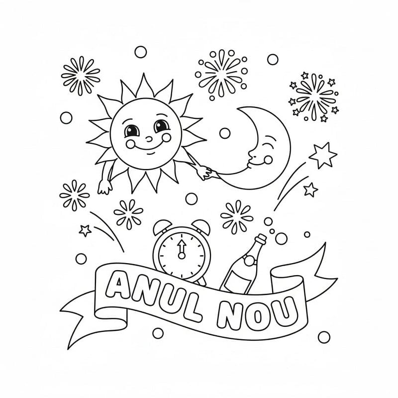 Planse de colorat cu Anul Nou
