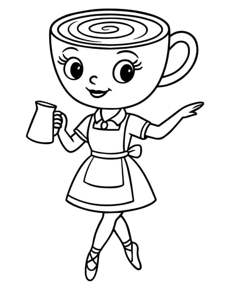 Fise de colorat cu Balerină Cappuccina Zâmbitoare