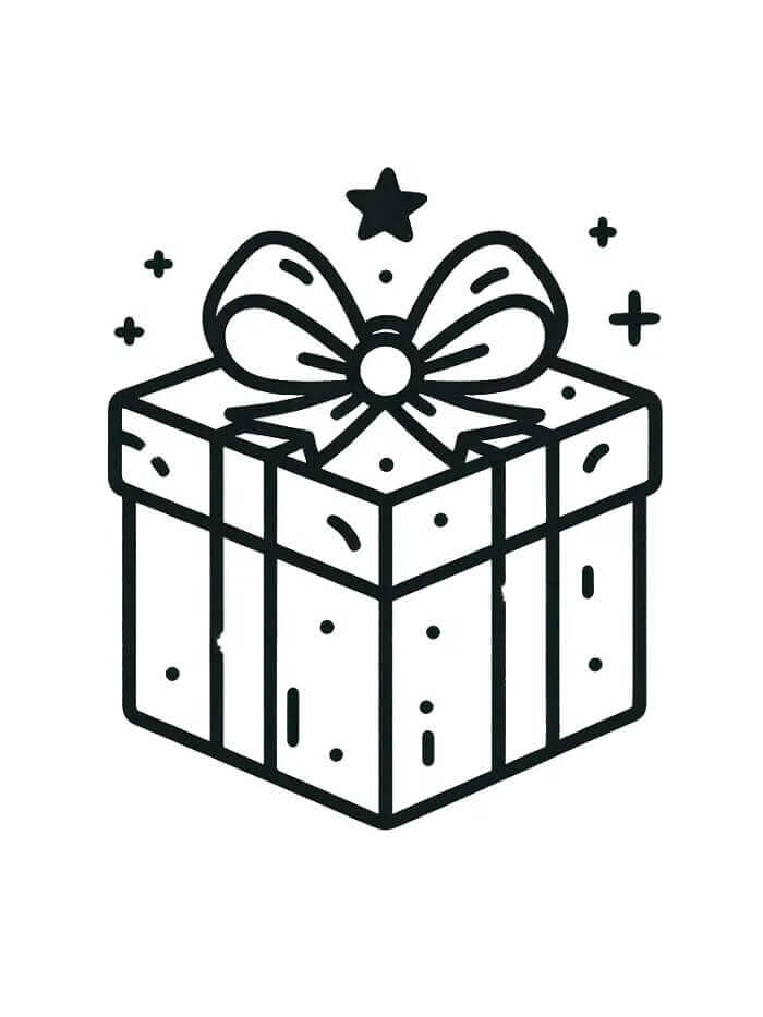 Fise de colorat cu Cadou de Crăciun de Bază