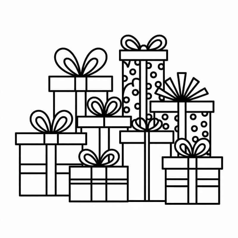 Fise de colorat cu Cadouri de Crăciun Perfecte