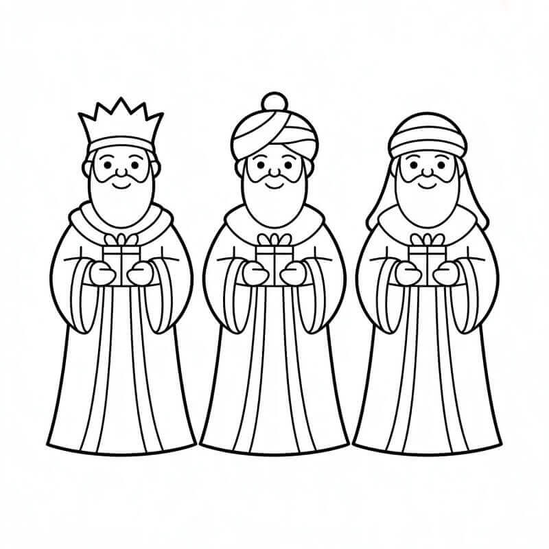 Fise de colorat cu Craciun Cei Trei Magi de colorat p01
