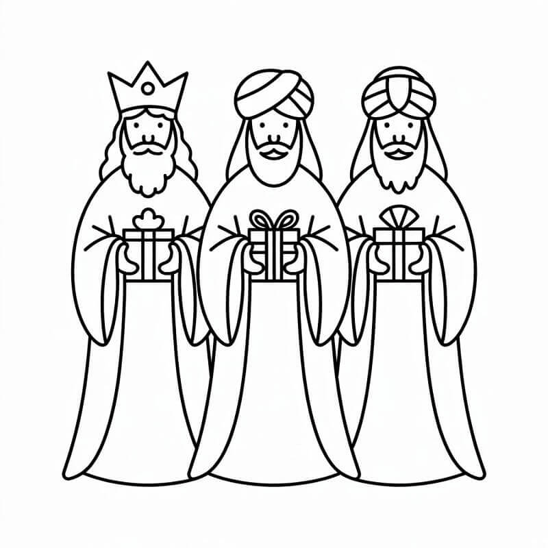 Fise de colorat cu Craciun Cei Trei Magi de colorat p02