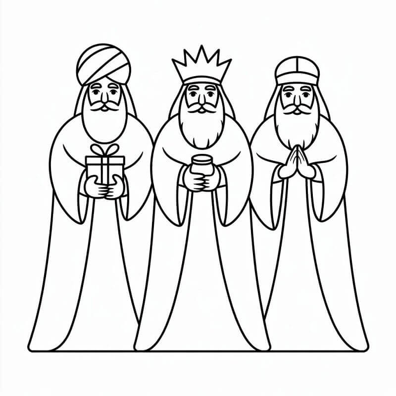 Fise de colorat cu Craciun Cei Trei Magi de colorat p03