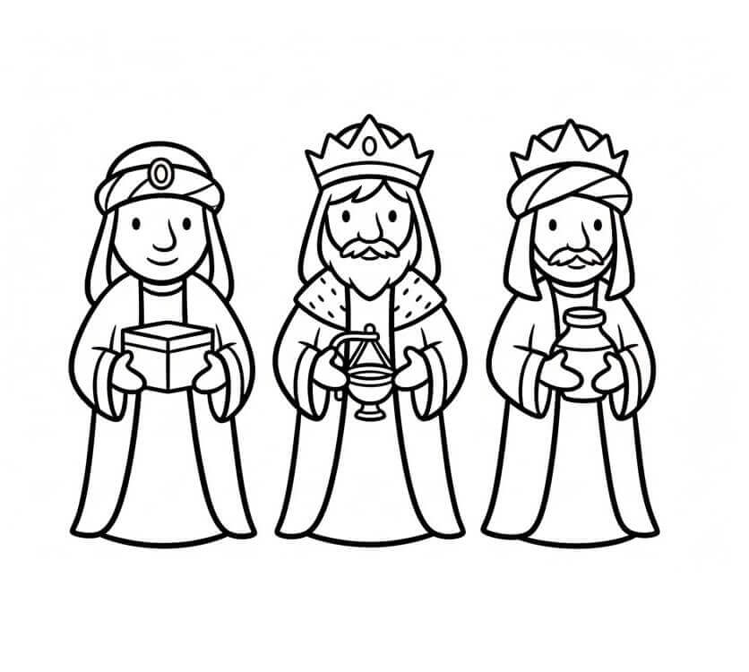 Fise de colorat cu Craciun Cei Trei Magi de colorat p05