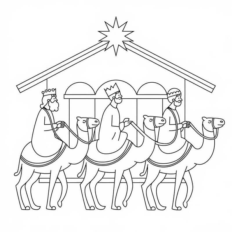Fise de colorat cu Craciun Cei Trei Magi de colorat p13