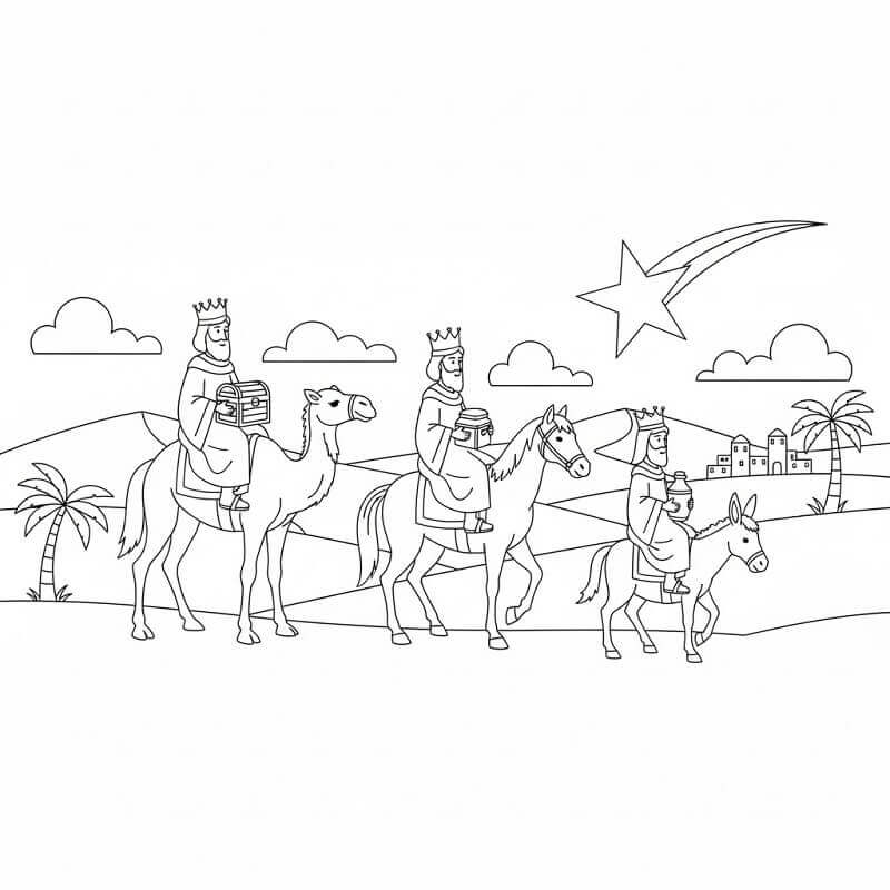 Fise de colorat cu Craciun Cei Trei Magi de colorat p21