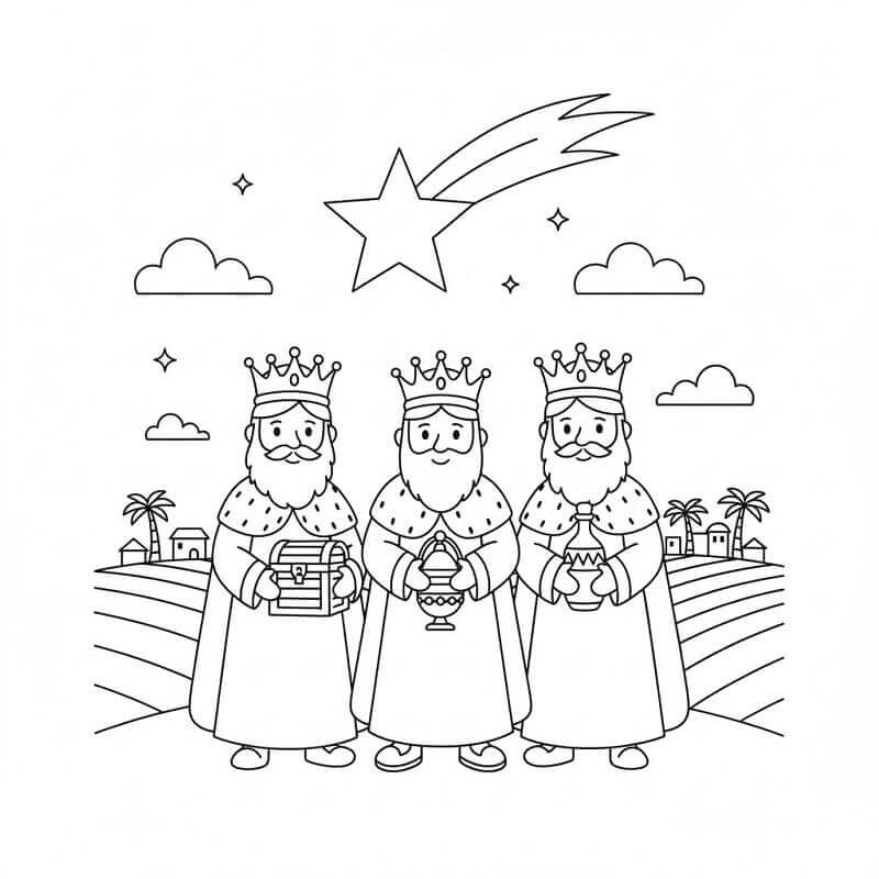 Fise de colorat cu Craciun Cei Trei Magi de colorat p22