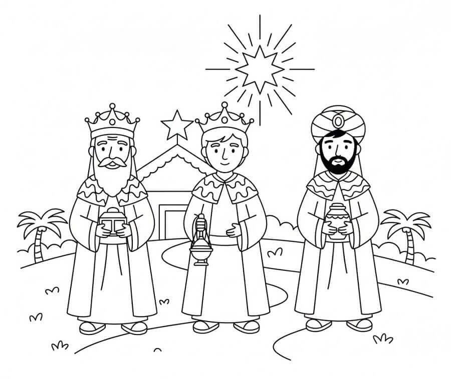 Fise de colorat cu Craciun Cei Trei Magi de colorat p23