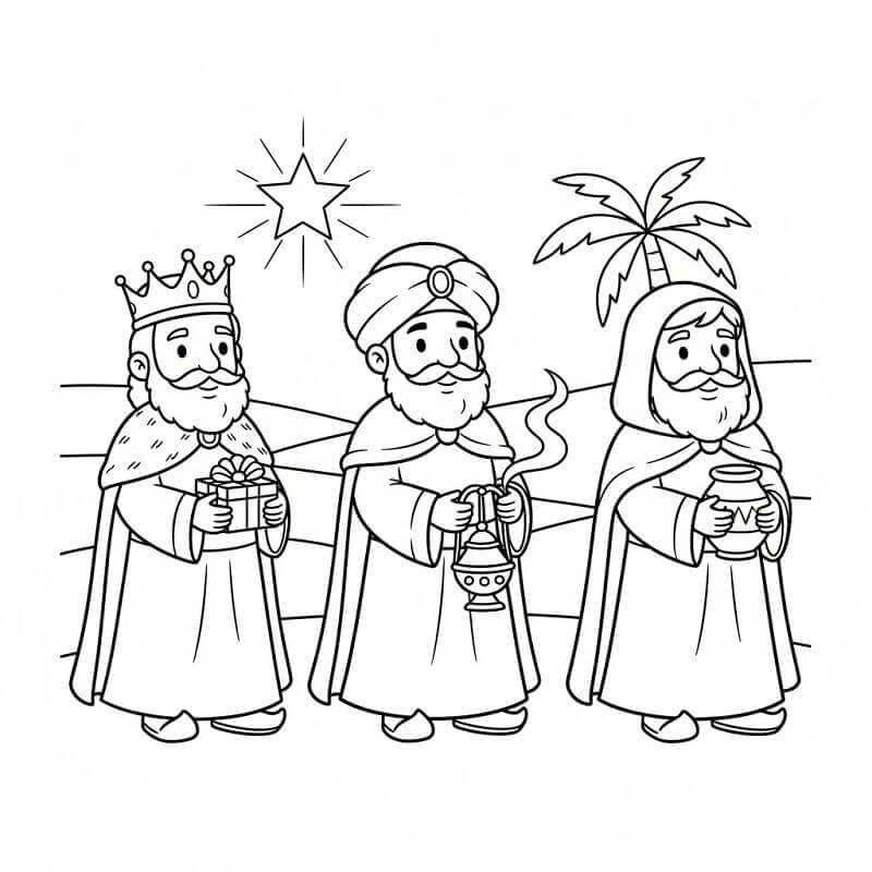 Fise de colorat cu Craciun Cei Trei Magi de colorat p25