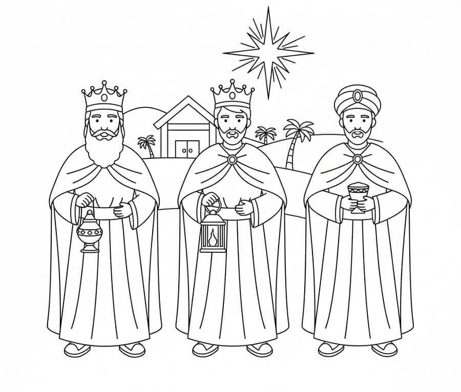 Fise de colorat cu Craciun Cei Trei Magi de colorat p26