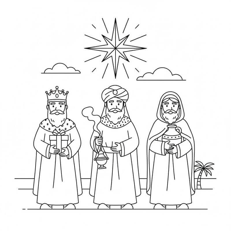 Fise de colorat cu Craciun Cei Trei Magi de colorat p27
