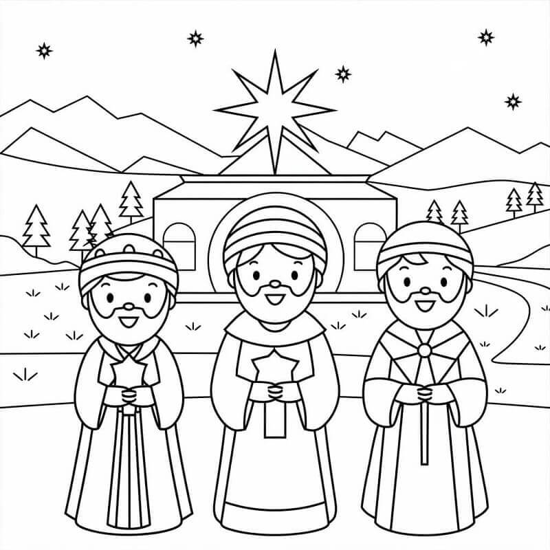 Fise de colorat cu Craciun Cei Trei Magi de colorat p31