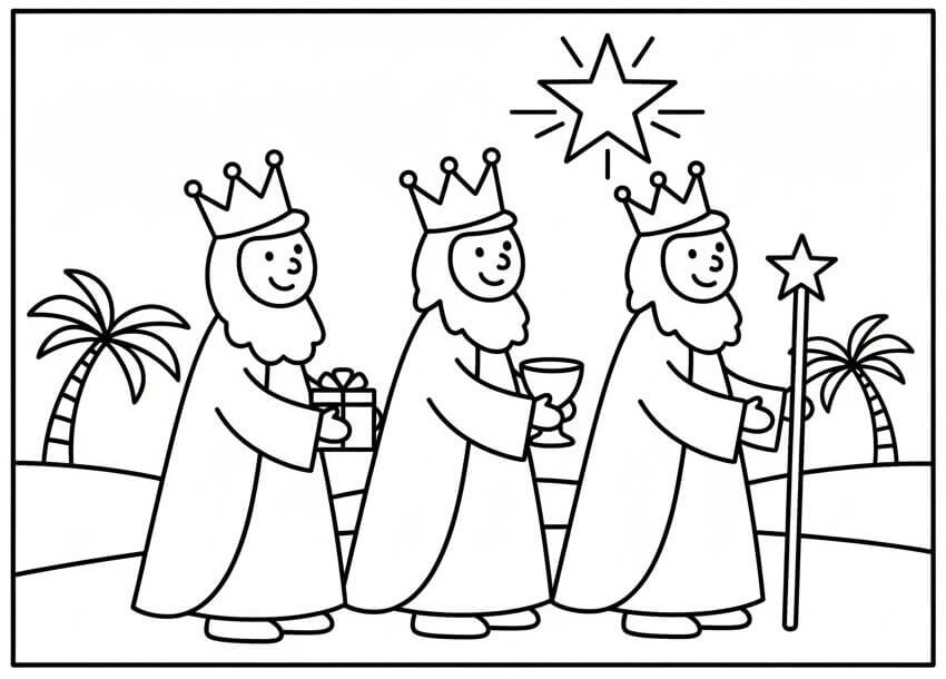 Fise de colorat cu Craciun Cei Trei Magi de colorat p34