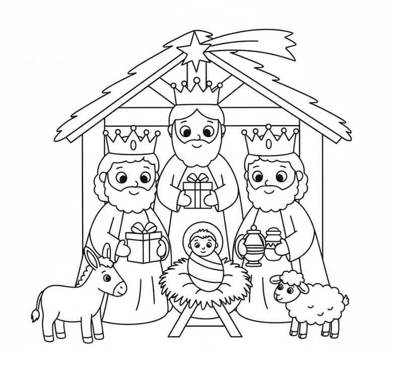 Fise de colorat cu Craciun Cei Trei Magi de colorat p35