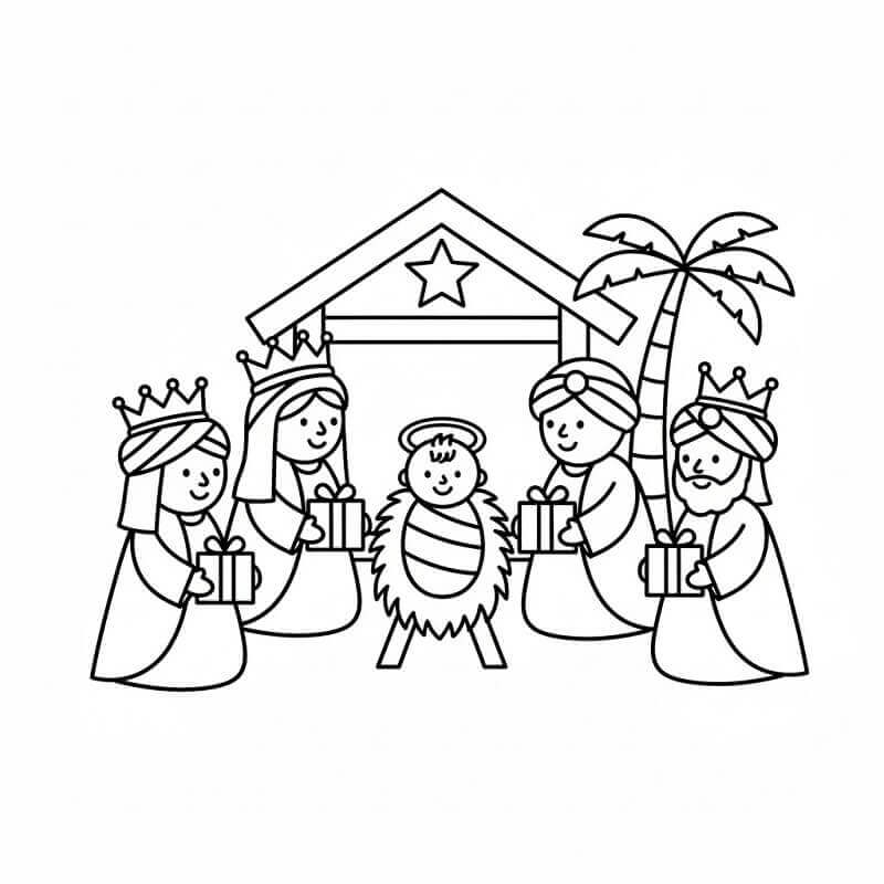 Fise de colorat cu Craciun Cei Trei Magi de colorat p36
