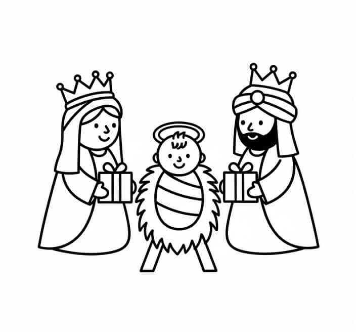 Fise de colorat cu Craciun Cei Trei Magi de colorat p37