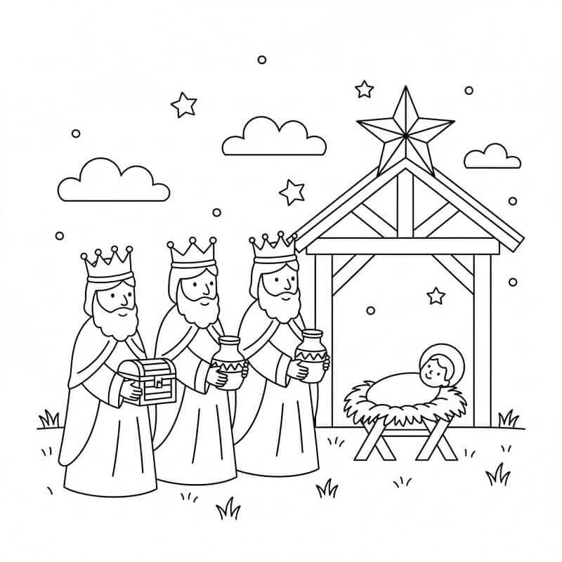 Fise de colorat cu Craciun Cei Trei Magi de colorat p39