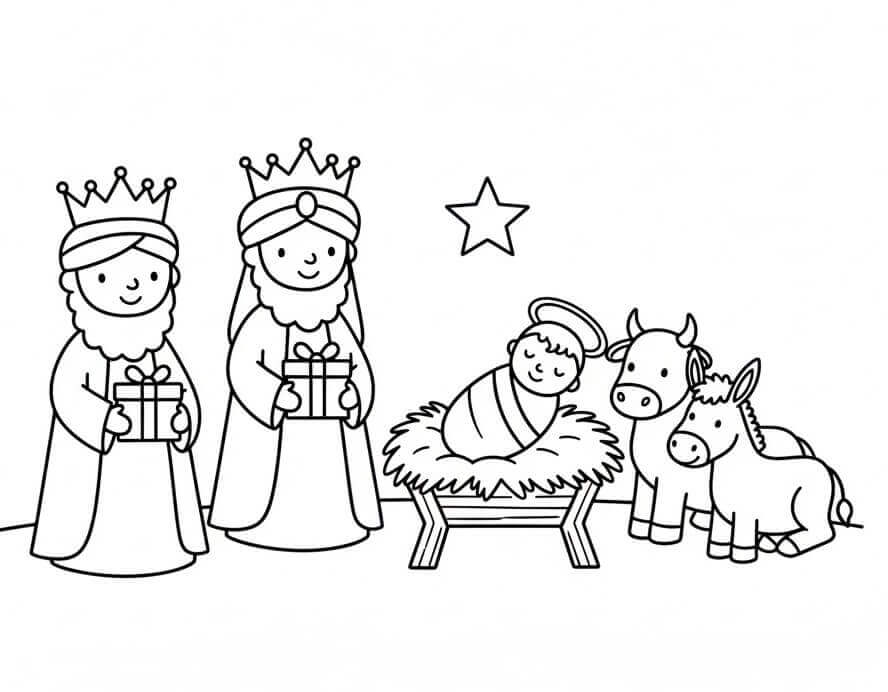 Fise de colorat cu Craciun Cei Trei Magi de colorat p40