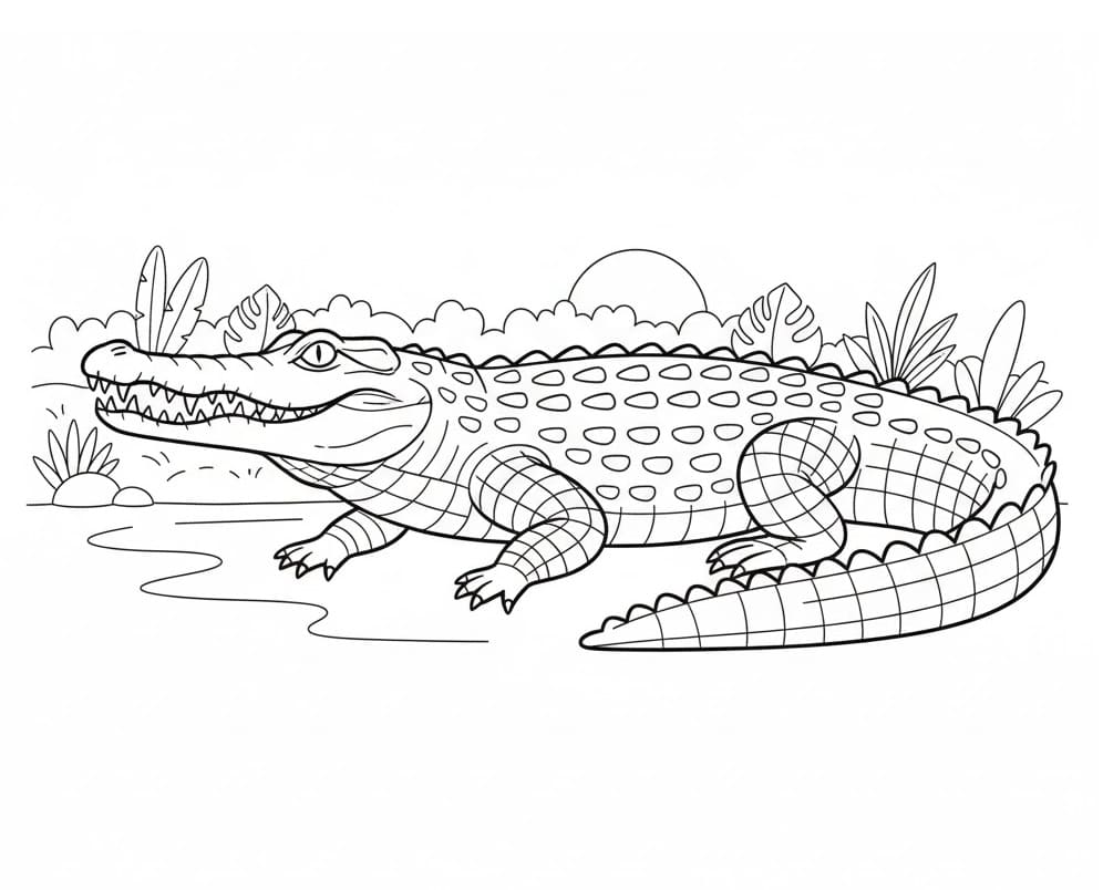 Fise de colorat cu Crocodili de colorat p03