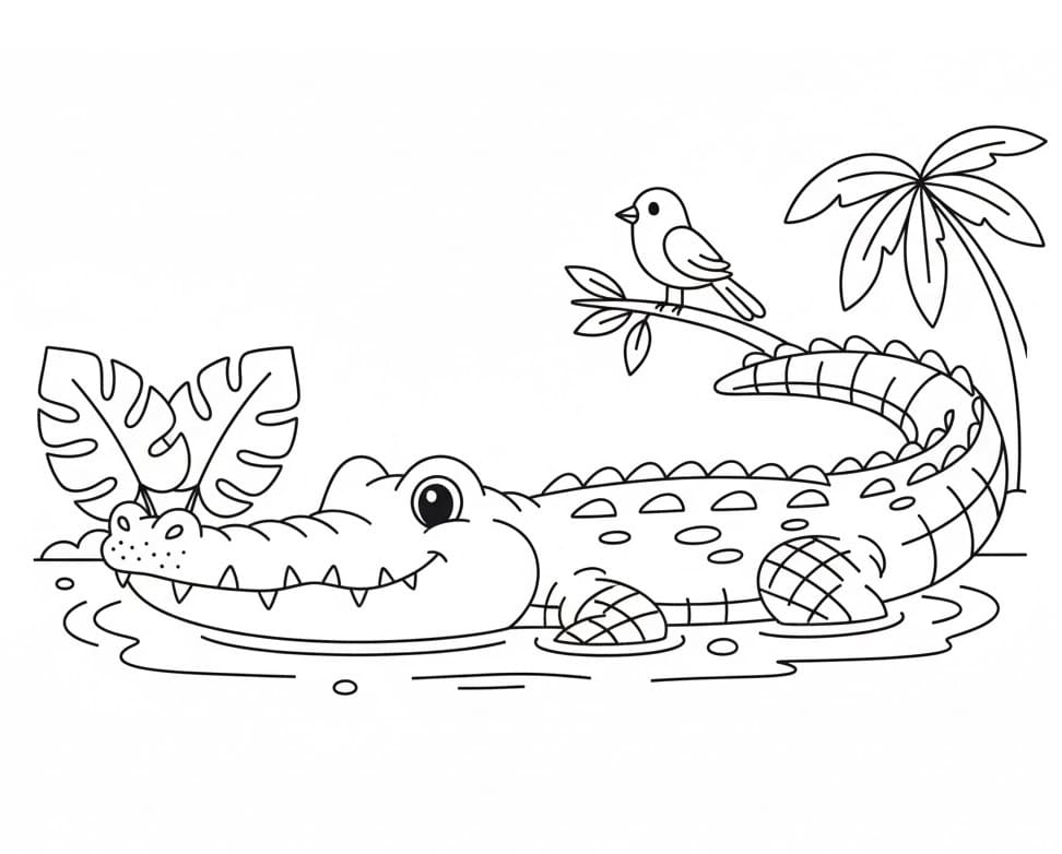 Fise de colorat cu Crocodili de colorat p06