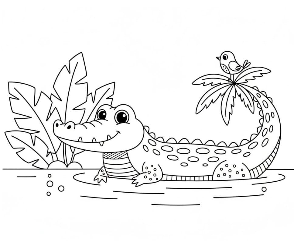 Fise de colorat cu Crocodili de colorat p07