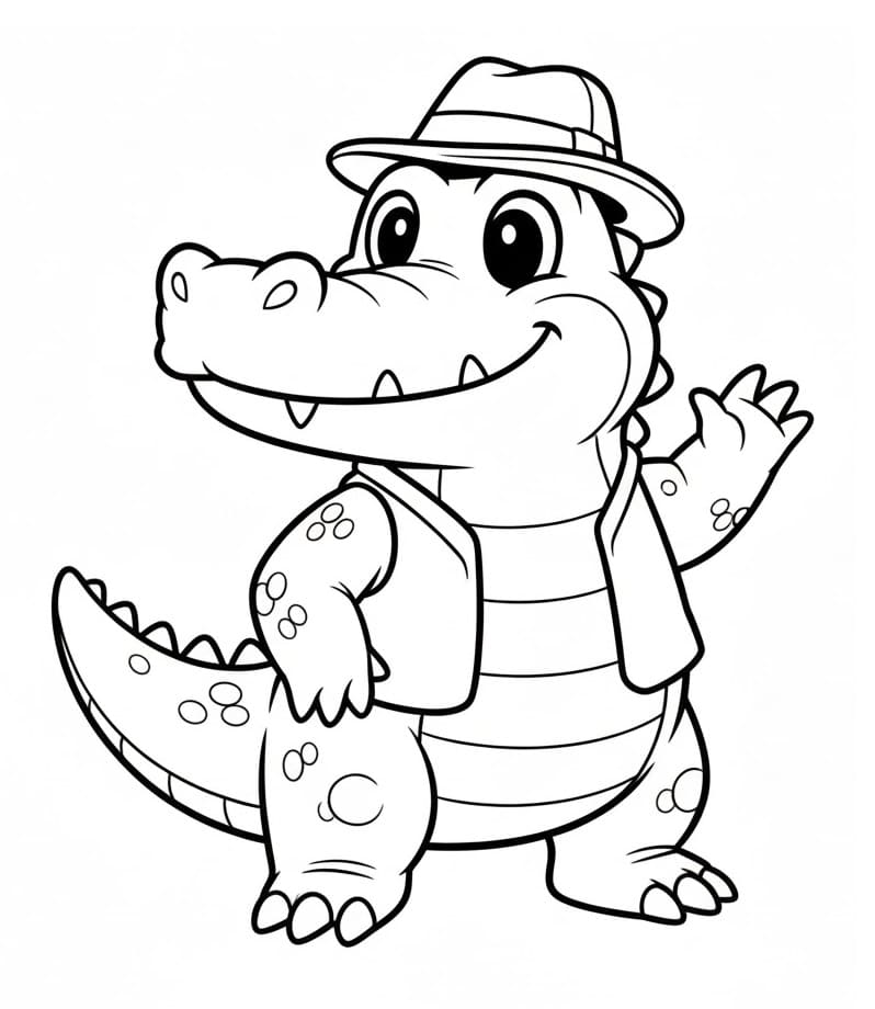 Fise de colorat cu Crocodili de colorat p09