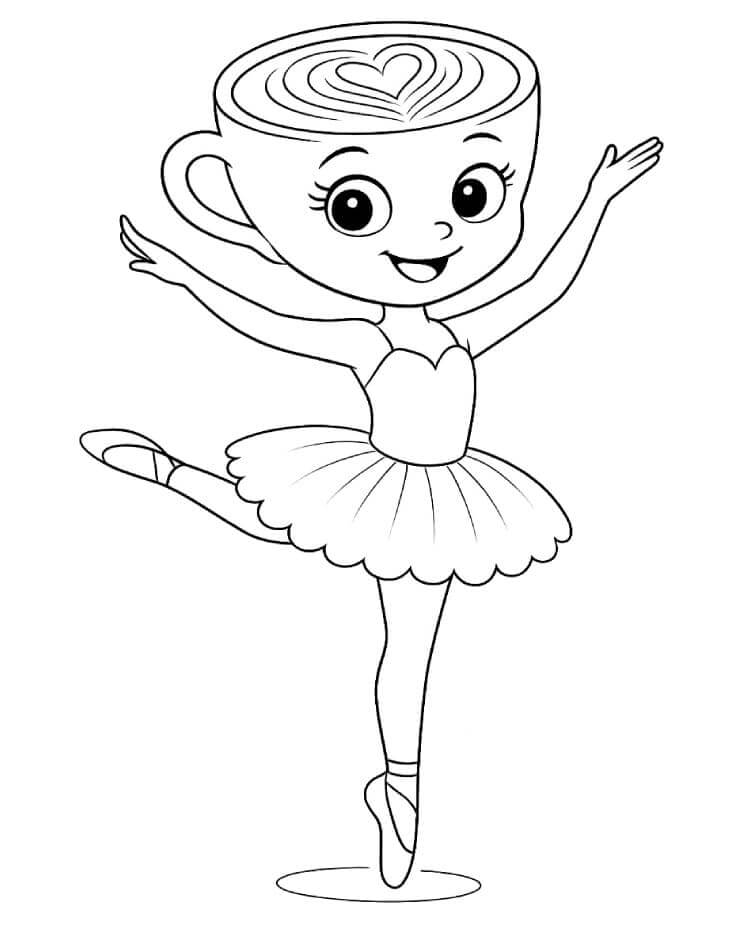 Fise de colorat cu Drăguță Balerină Cappuccina