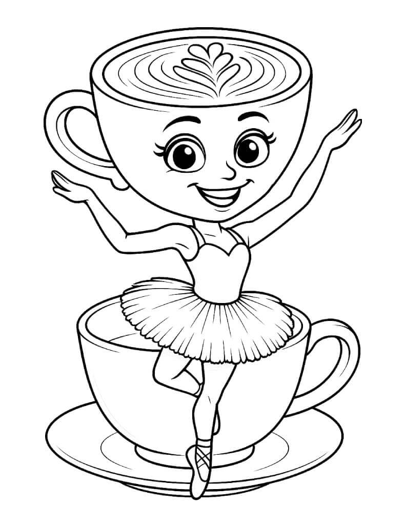 Fise de colorat cu Fericită Balerină Cappuccina