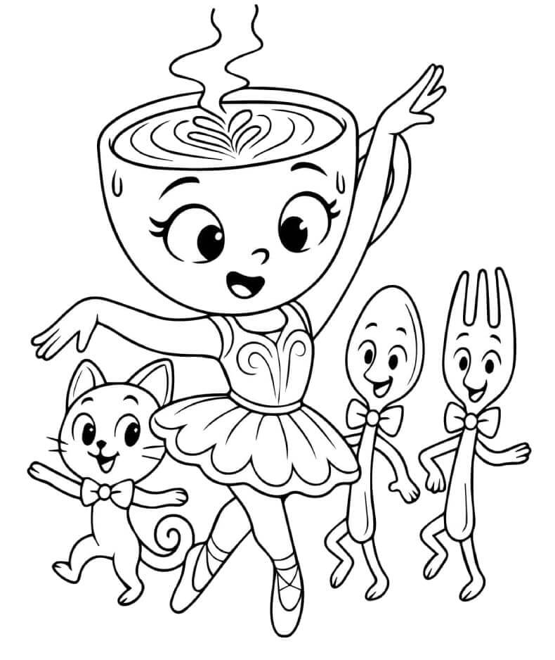 Fise de colorat cu Foarte Drăguță Balerină Cappuccina