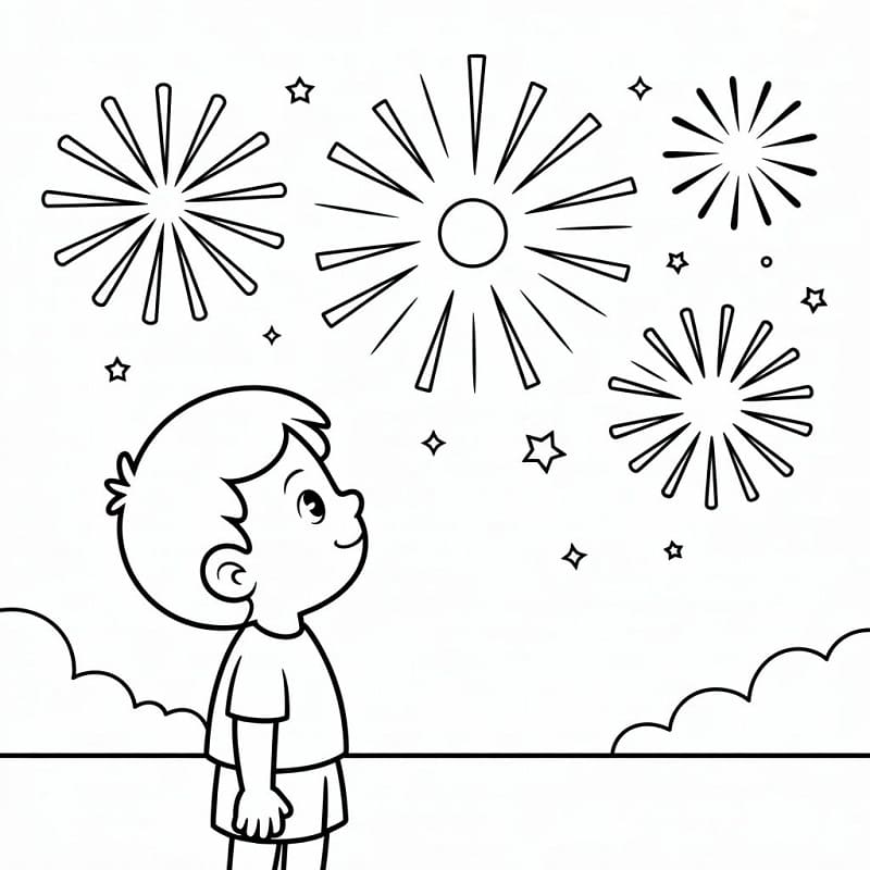 Fise de colorat cu Focuri de Artificii de colorat p01