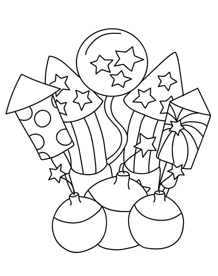 Fise de colorat cu Focuri de Artificii de colorat p03