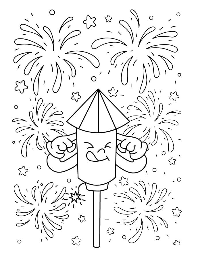 Fise de colorat cu Focuri de Artificii de colorat p04