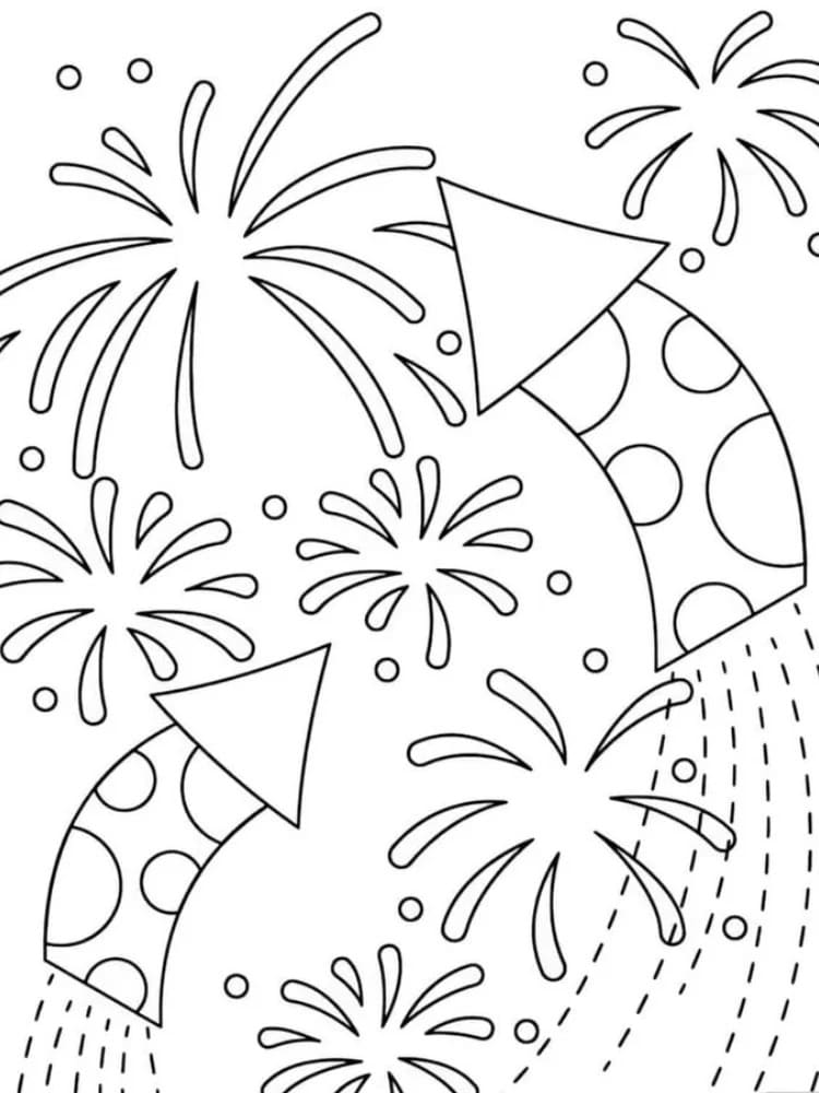 Fise de colorat cu Focuri de Artificii de colorat p08