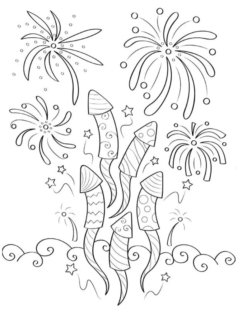 Fise de colorat cu Focuri de Artificii de colorat p16