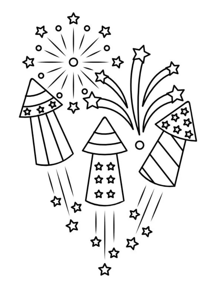 Planse de colorat cu Focuri de Artificii