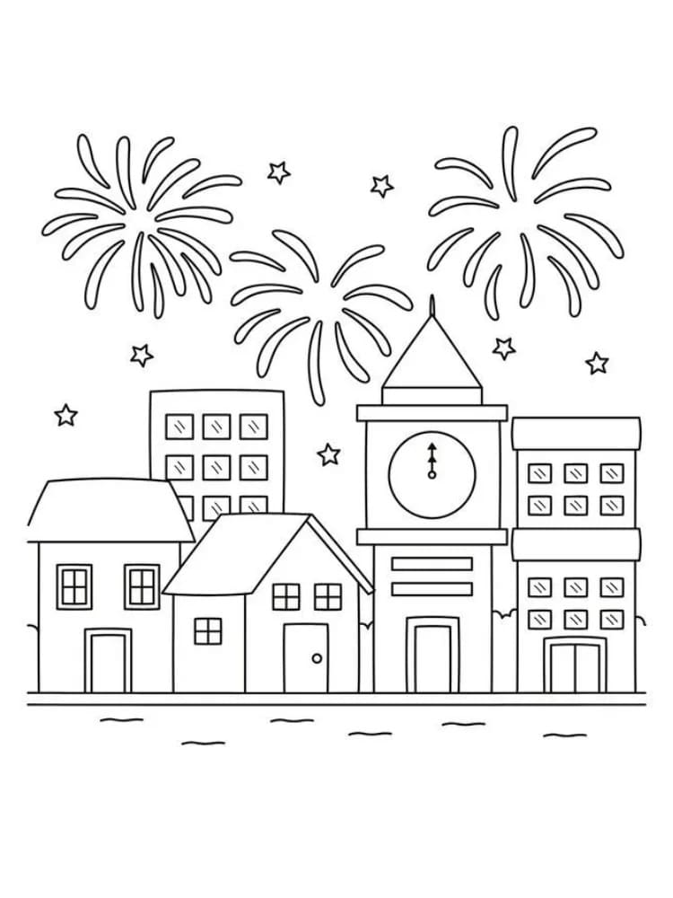 Fise de colorat cu Focuri de Artificii de colorat p18