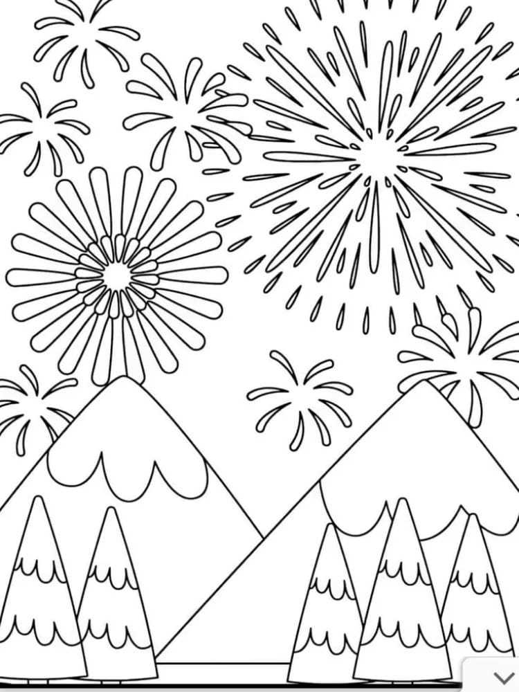 Fise de colorat cu Focuri de Artificii de colorat p20