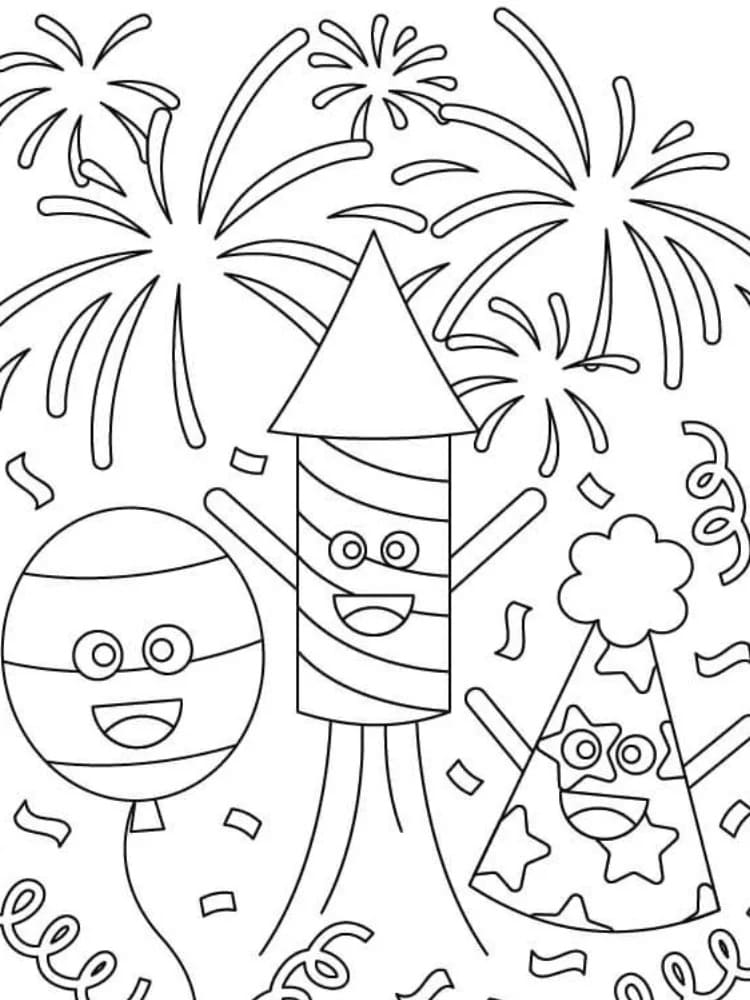 Fise de colorat cu Focuri de Artificii de colorat p21