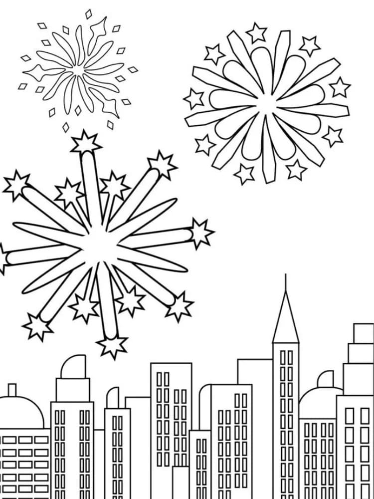 Fise de colorat cu Focuri de Artificii de colorat p23