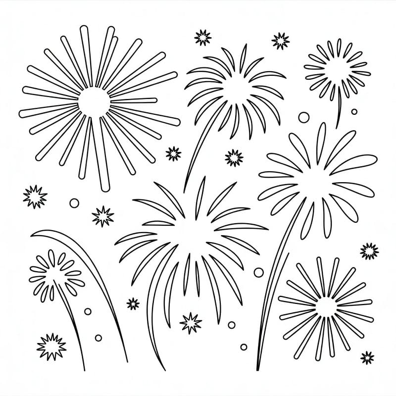 Fise de colorat cu Focuri de Artificii de colorat p26