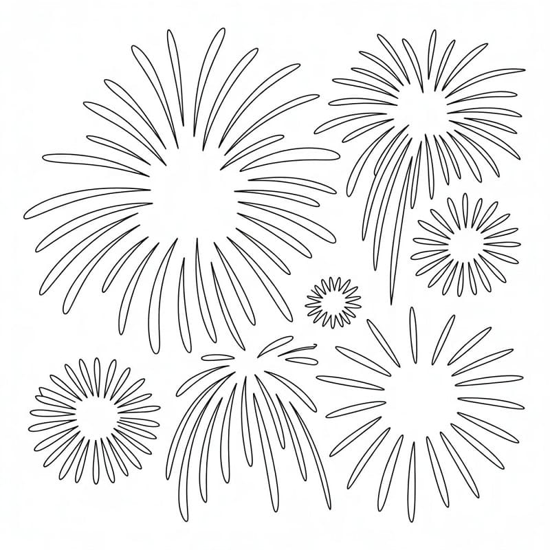 Fise de colorat cu Focuri de Artificii de colorat p27