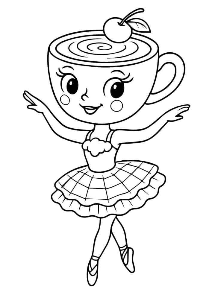 Fise de colorat cu Frumoasă Balerină Cappuccina