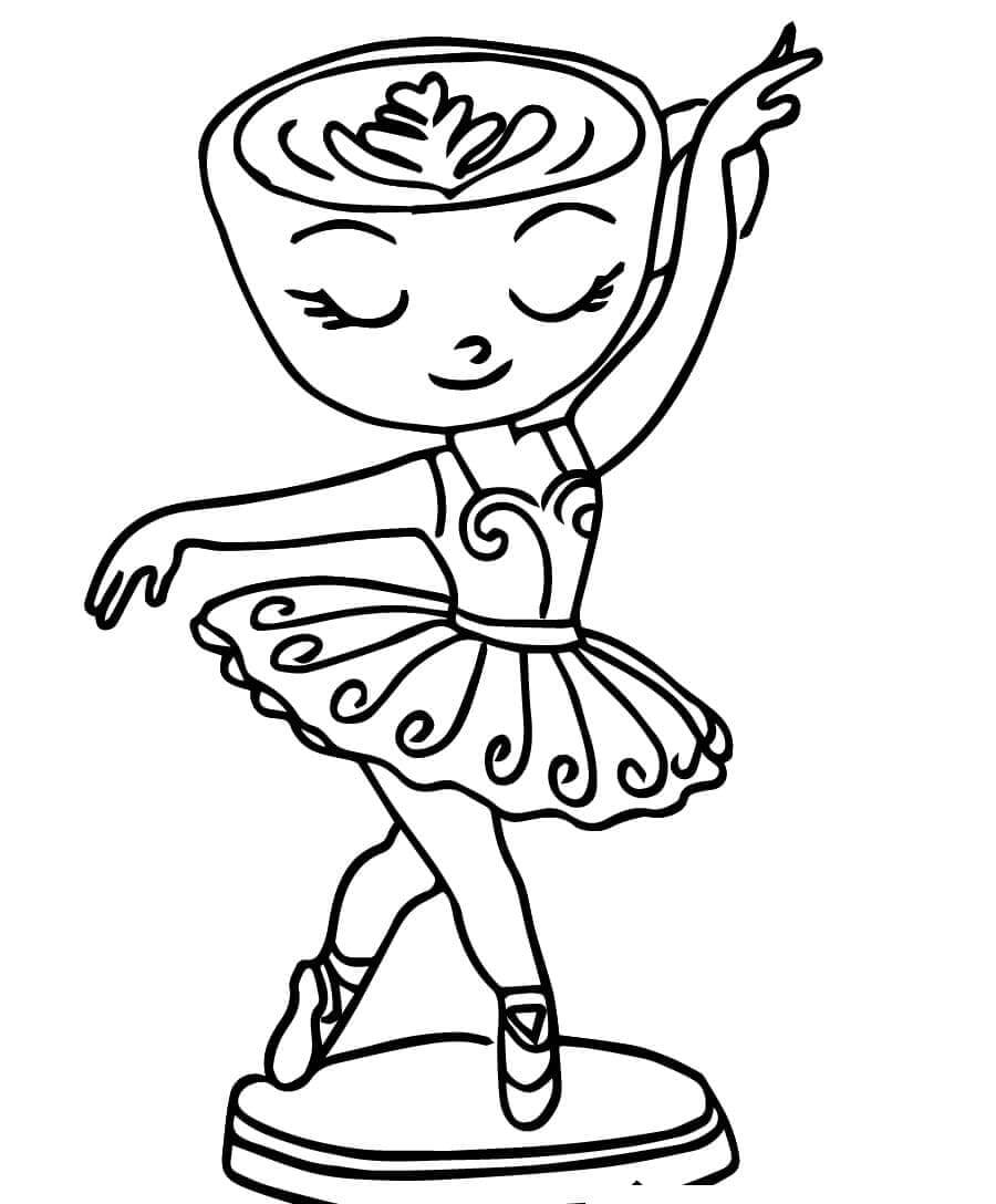 Fise de colorat cu Grațioasă Balerină Cappuccina