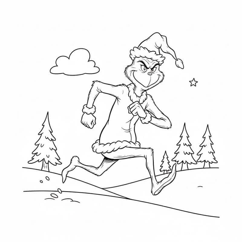 Fise de colorat cu Grinch Alergând