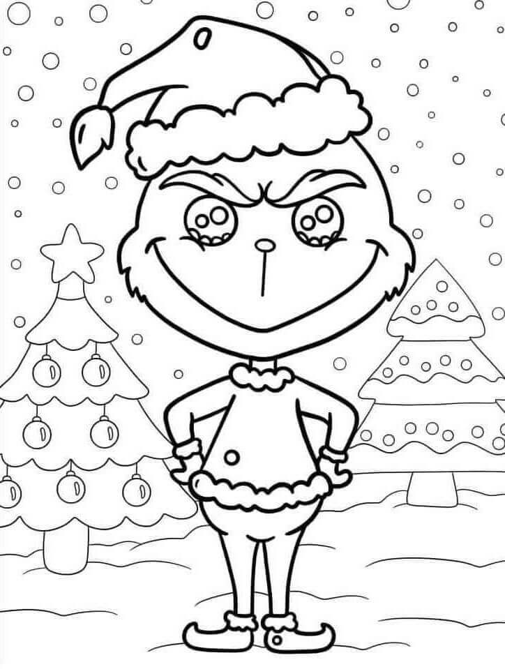 Fise de colorat cu Grinch Chibi