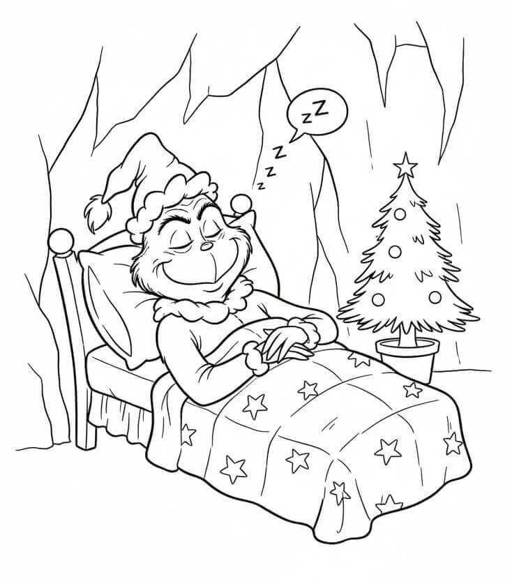 Fise de colorat cu Grinch Dormind