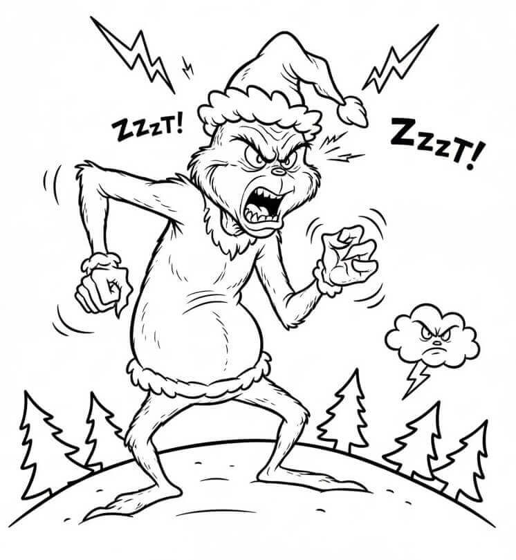 Fise de colorat cu Grinch Furios