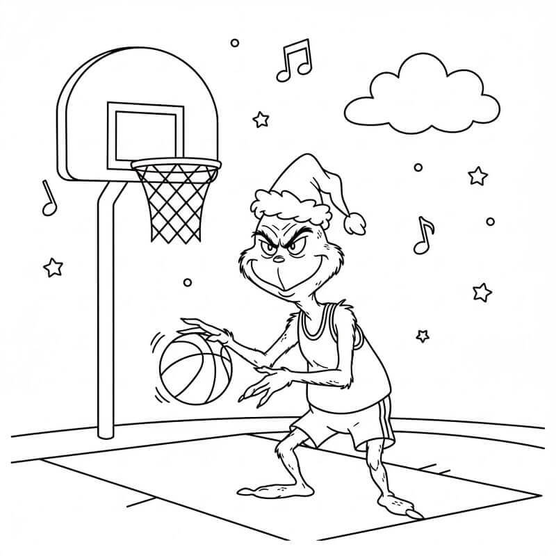 Fise de colorat cu Grinch Joacă Baschet