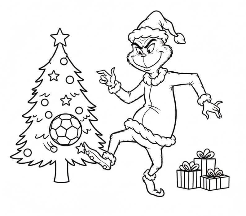Fise de colorat cu Grinch Joacă Fotbal